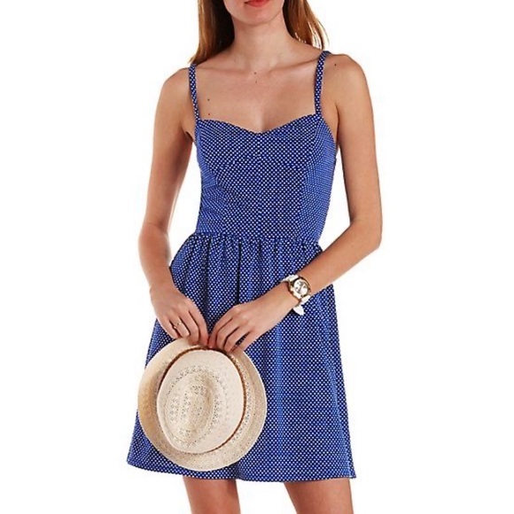 Charlotte Russe Dresses & Skirts - Charlotte Russe | Blue & White Polka Dot Sun Dress